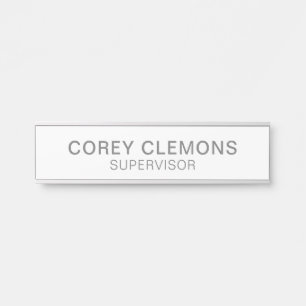 Professional Custom Name Title Office Grey & White Door Sign