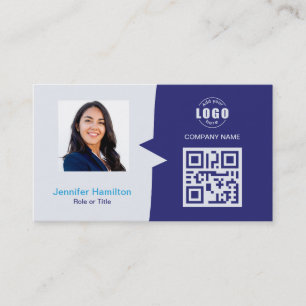 Professional Custom QRCode Photo Blue Business Car Card
