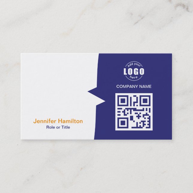 Professional Custom QRCode Photo Blue Orange Business Card (Front)