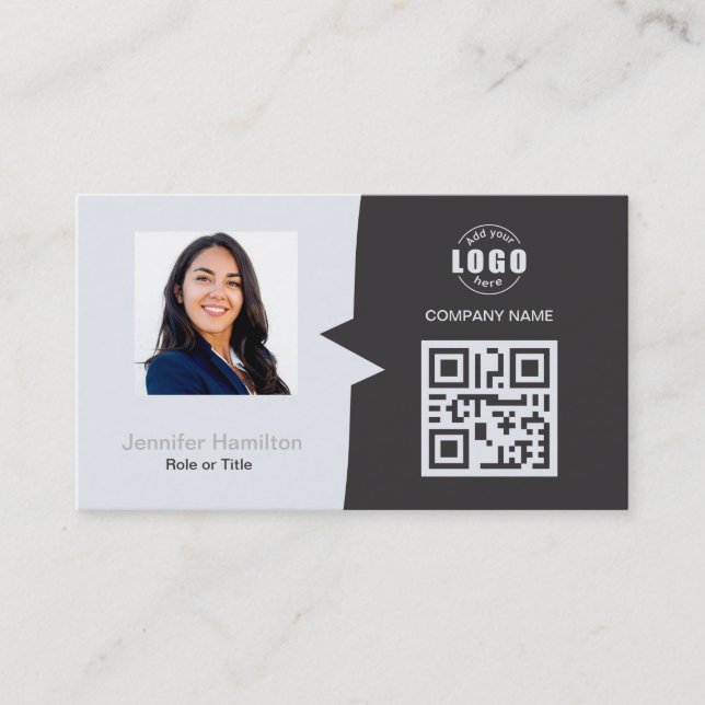 Professional Custom QRCode Photo Grey Business Car Card (Front)