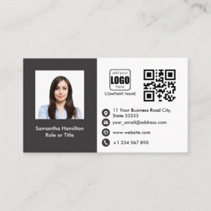 Professional Custom QRCode Photo Grey Business Card