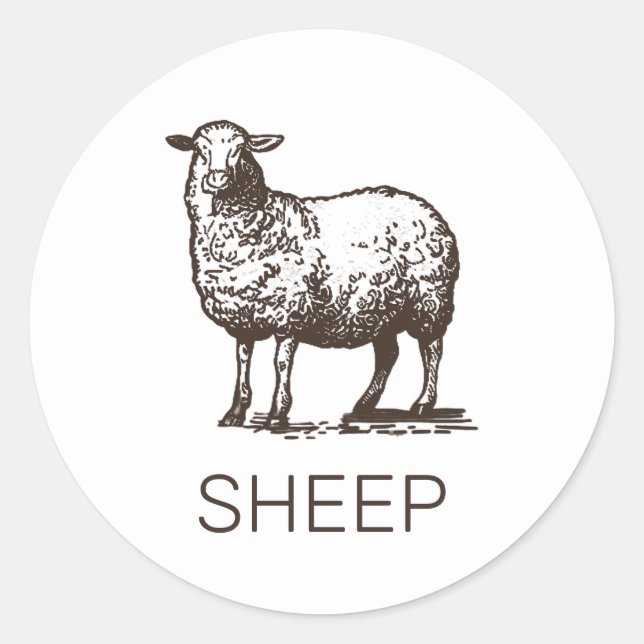 Professional Custom Sheep Wedding Meal Choice  Classic Round Sticker (Front)