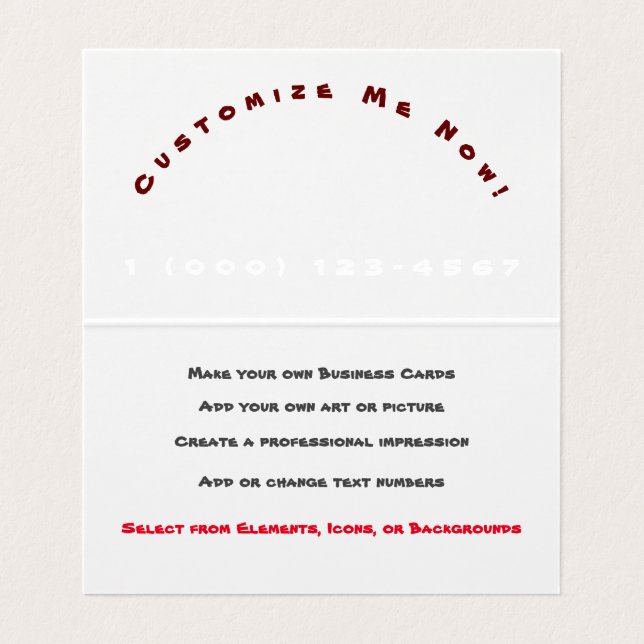 Professional Customisable Business Cards  (Inside Unfolded)