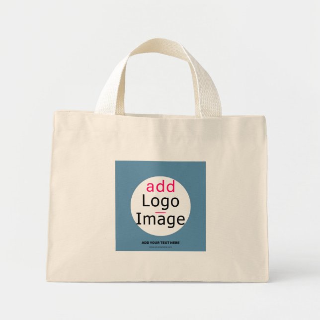 Professional Customisable Business Chic Dusty Blue Mini Tote Bag (Front)