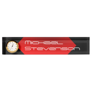 Professional Customise Text Nameplate with Clock