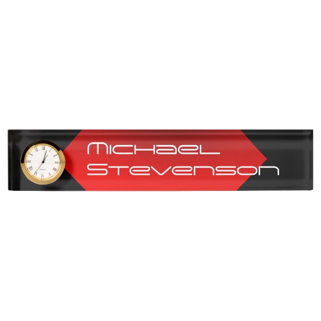 Professional Customise Text Nameplate with Clock (Front)