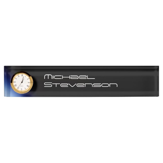 Professional Customise Text Nameplate with Clock (Front)
