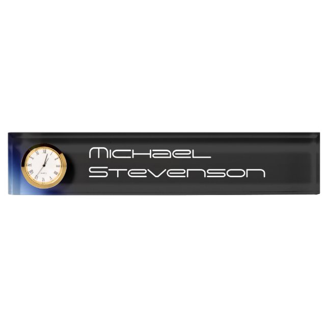 Professional Customise Text Nameplate with Clock (Front)