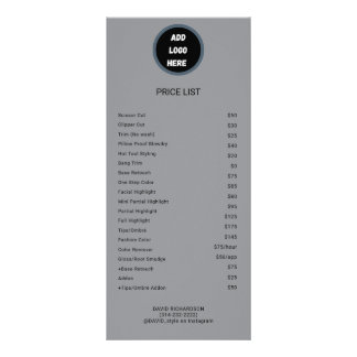 Professional Customised Logo Price List Rack Card