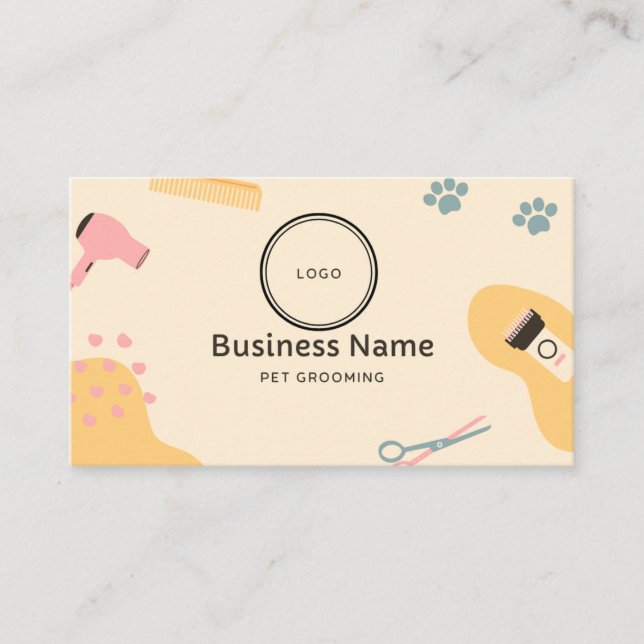 professional cute grooming business card (Front)