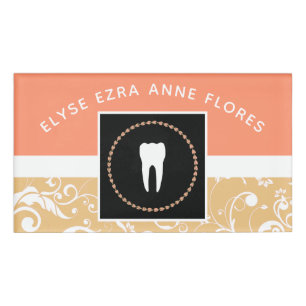 professional damask dentist office name tag