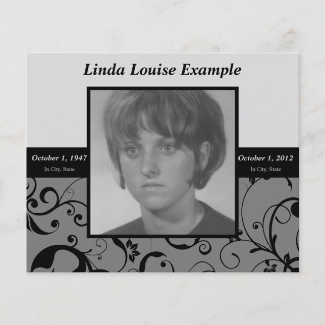 professional damask memorial card (Front)