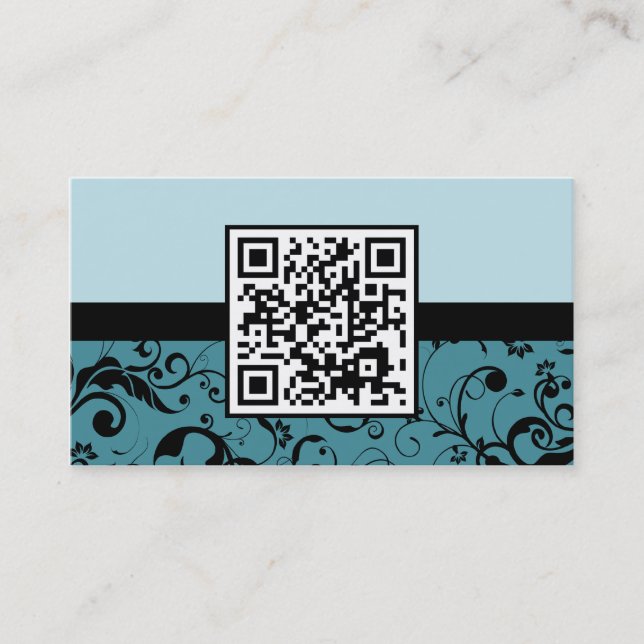 professional damask QR code Business Card (Front)