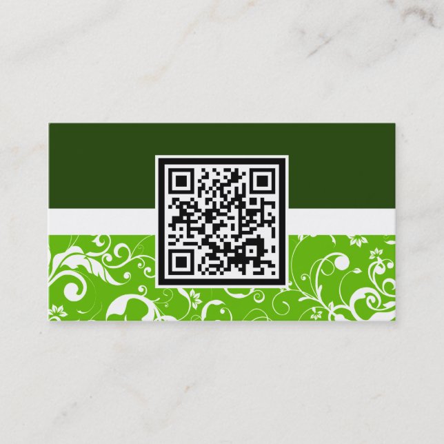 professional damask QR code Business Card (Front)