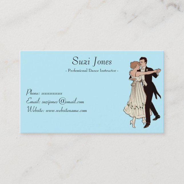 Professional Dance Instructor - Dancing Couple Business Card (Front)