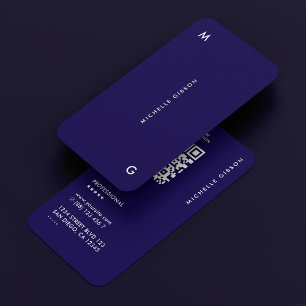 Professional Dark Blue Simple Minimal Business Card