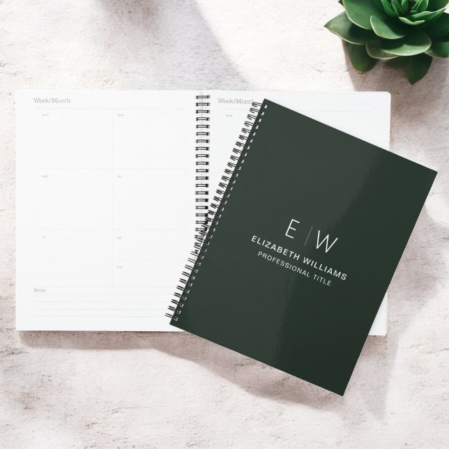 Professional Dark Green Monogram Business Initial Planner (Creator Uploaded)