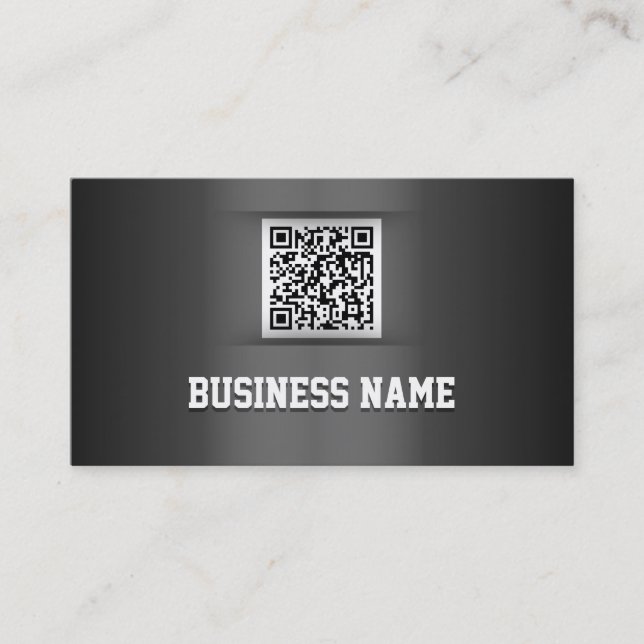 Professional Dark Grey QR Code Business Card (Front)