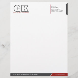 Professional Dark Grey & Red Letterhead Template