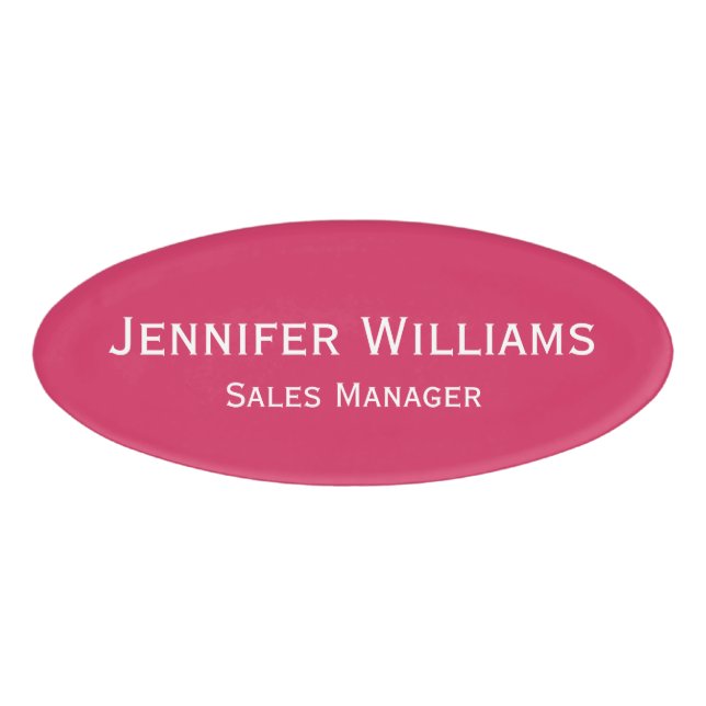 Professional Dark Pink Office Executive Magnetic Name Tag (Front)