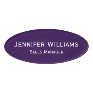 Professional Dark Purple Office Executive Magnetic Name Tag