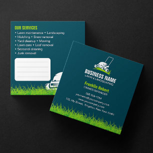 Professional Dark Teal Green Lawn Care Landscaping Square Business Card