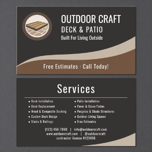 Professional Deck & Patio Installation Company Business Card