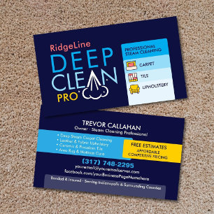 Professional Deep Steam Cleaning Services Business Card