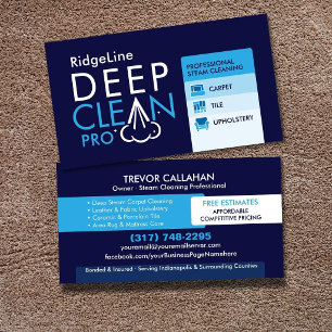Professional Deep Steam Cleaning Services Business Card