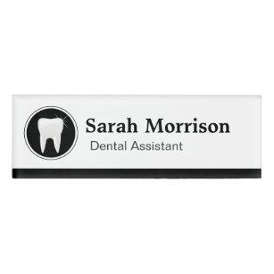 Professional Dental Assistant Dentist Tooth Logo Name Tag