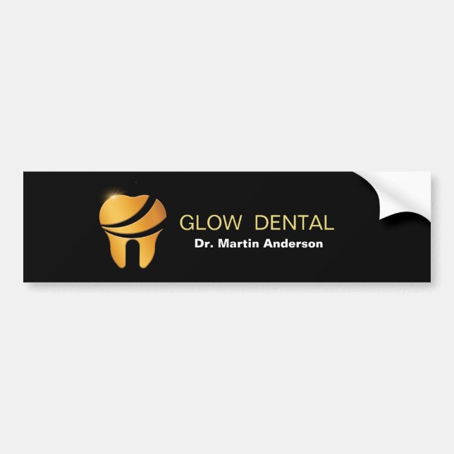  Professional Dental Clinic Gold Tooth Logo Bumper Sticker (Front)