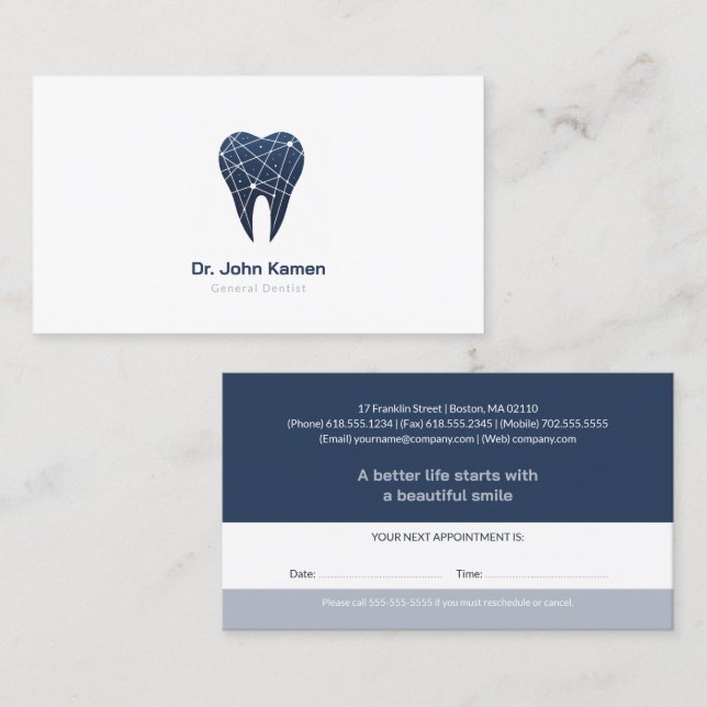 Professional Dental | Dentist Appointment Card (Front/Back)