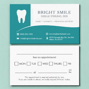 Professional Dental Office Tooth Appointment Business Card