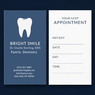 Professional Dentist Dental Care Blue Appointment Business Card