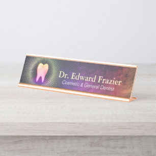 Professional Dentist Dental Clinic Rose Gold Tooth Desk Name Plate