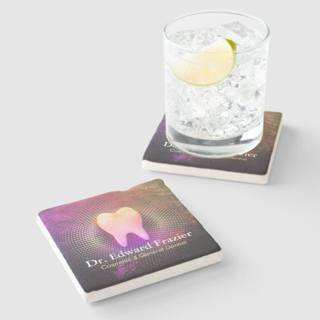 Professional Dentist Dental Clinic Rose Gold Tooth Stone Coaster (Side)