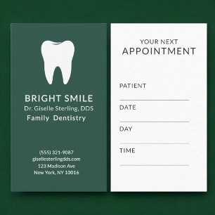 Professional Dentist Dental Green Appointment Card