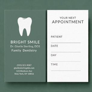 Professional Dentist Dental Sage Green Appointment Card
