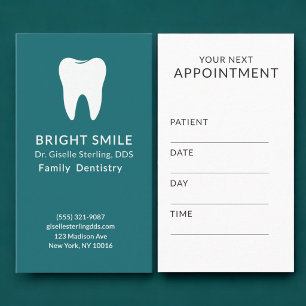 Professional Dentist Dental Teal Appointment Card
