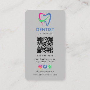 Professional Dentist Tooth Logo Dental Qr Code Business Card