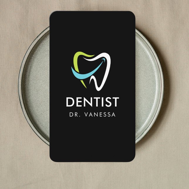Professional Dentist Tooth Logo Dental Qr Code Business Card (Creator Uploaded)