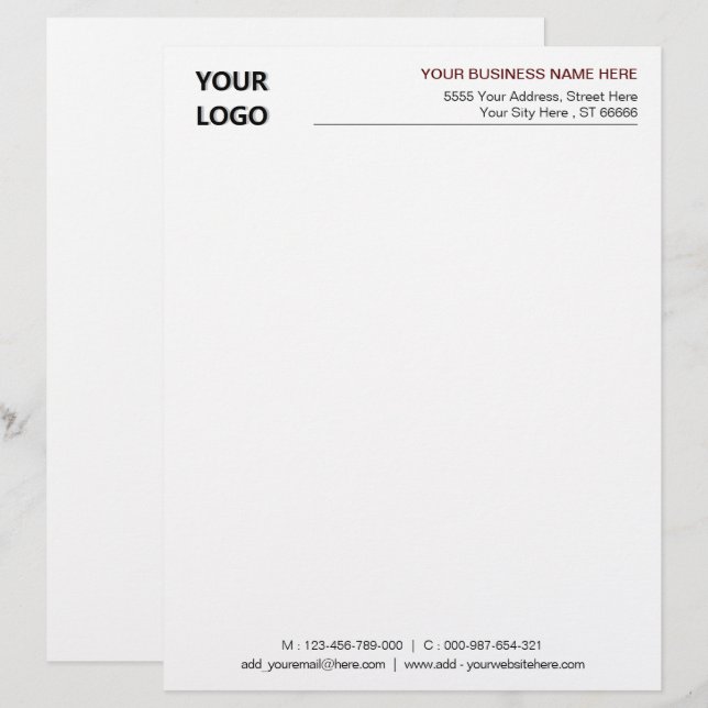 Professional Design Business Letterhead Example (Front/Back)