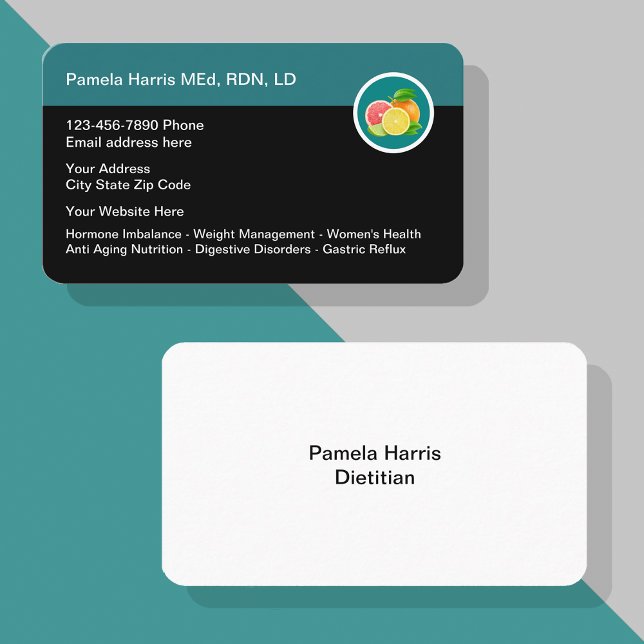 Professional Dietician Design Business Card (Creator Uploaded)