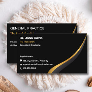 Professional Doctor Black and Gold Personalized Business Card