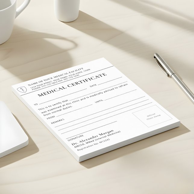 Professional Doctor Medical Certificate Notepad (Creator Uploaded)