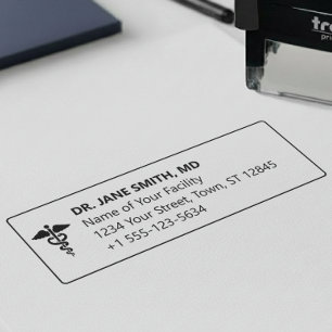 Professional Doctor Name Medical Address Caduceus Self-inking Stamp