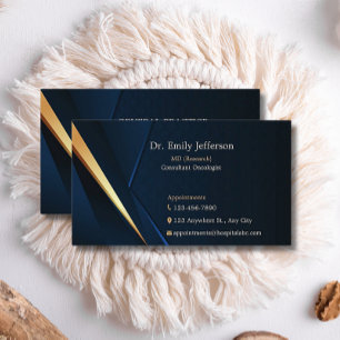 Professional Doctor Navy Blue Gold Personalized Business Card