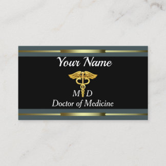 Professional Doctor of Medicine Gold and Black Business Card