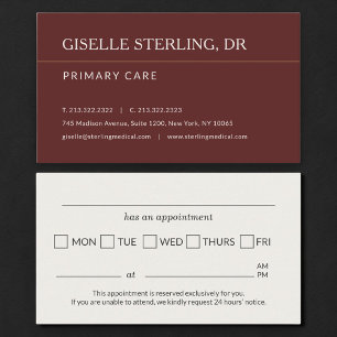 Professional Doctor Office Appointment Reminder Business Card