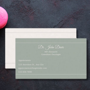 Professional Doctor Sage Beige Personalized Business Card